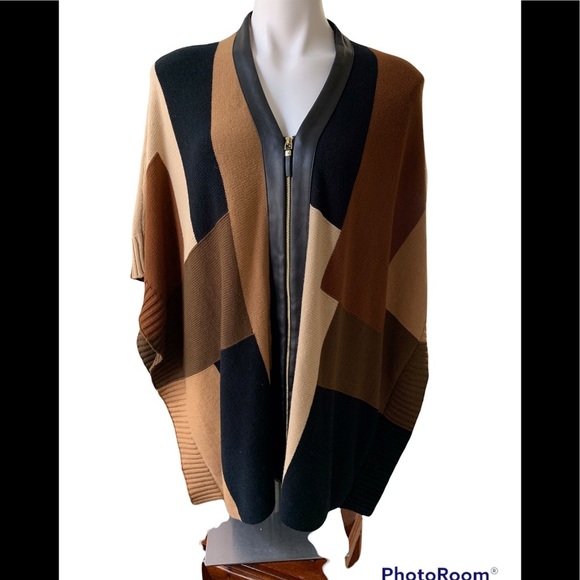 Rafaella Color Block Intarsia Poncho - Picture 3 of 9